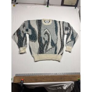 Vintage Expressions Mens Coogi Style 3D Knit Crewneck Sweater Multicolor Large